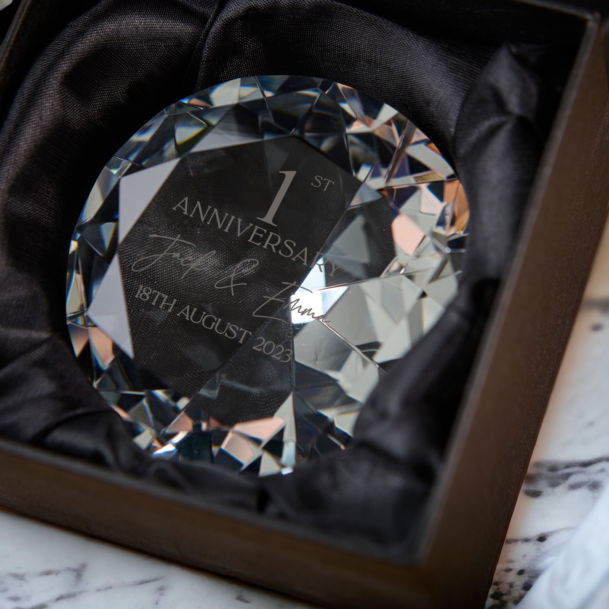 Personalised 1 Year Wedding Anniversary Romantic Gift Crystal Diamond