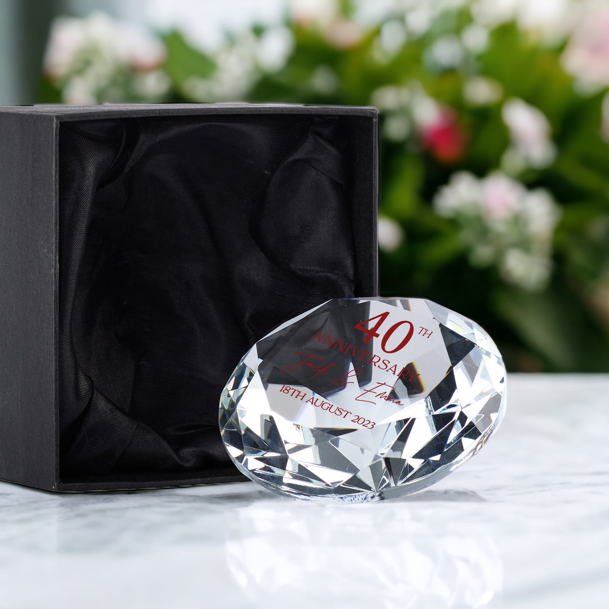 Personalised 40 Years Wedding Anniversary Romantic Gift Crystal Diamond