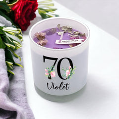 Personalised Gift For 70th Birthday Candle Boxed Floral Variety of Fragrances