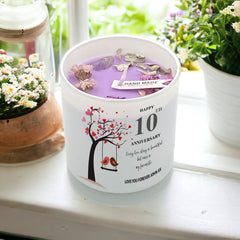 Personalised Gift For 10th Anniversary Candle With Lavender Fragrance