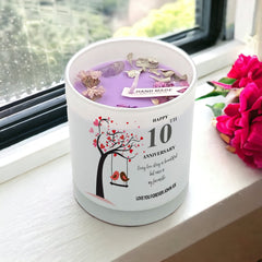 Personalised Gift For 10th Anniversary Candle With Lavender Fragrance