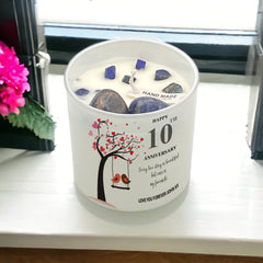 Personalised Gift For 10th Anniversary Candle With Sea Breeze Fragrance
