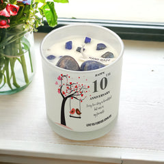 Personalised Gift For 10th Anniversary Candle With Sea Breeze Fragrance