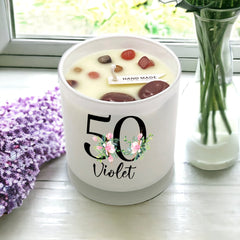 Personalised Gift For 50th Birthday Candle Boxed Floral Variety of Fragrances