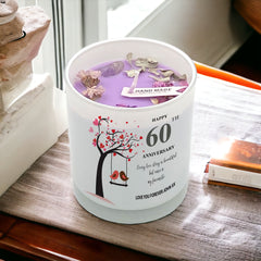Personalised Love Gift For 60th Anniversary Candle With Love Birds