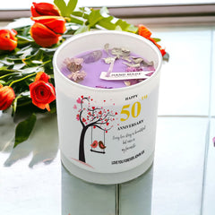 Copy of Personalised Love Gift For 50th Anniversary Candle With Love Birds