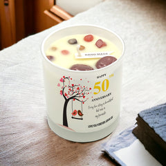 Copy of Personalised Love Gift For 50th Anniversary Candle With Love Birds