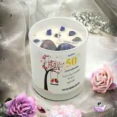 Copy of Personalised Love Gift For 50th Anniversary Candle With Love Birds