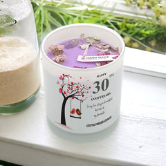 Personalised Love Gift For 30th Anniversary Candle With Love Birds