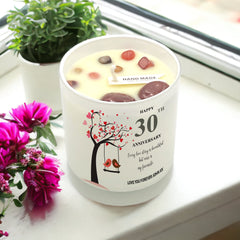 Personalised Love Gift For 30th Anniversary Candle With Love Birds