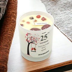Personalised Love Gift For 25th Anniversary Candle With Love Birds