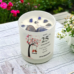Personalised Love Gift For 25th Anniversary Candle With Love Birds