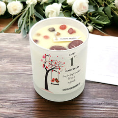 Personalised Love Gift For 1st Anniversary Candle With Love Birds