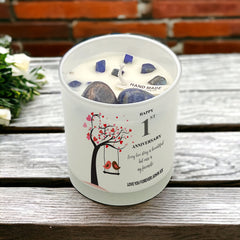 Personalised Love Gift For 1st Anniversary Candle With Love Birds