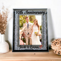 Personalised 10th Anniversary Crushed Crystals Photo Frame 5 x 7 Inch