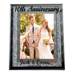 Personalised 10th Anniversary Crushed Crystals Photo Frame 5 x 7 Inch