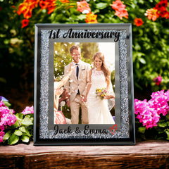 Personalised 1st Anniversary Crushed Crystals Photo Frame 5 x 7 Inch
