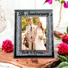 Personalised 5th Anniversary Crushed Crystals Photo Frame 5 x 7 Inch