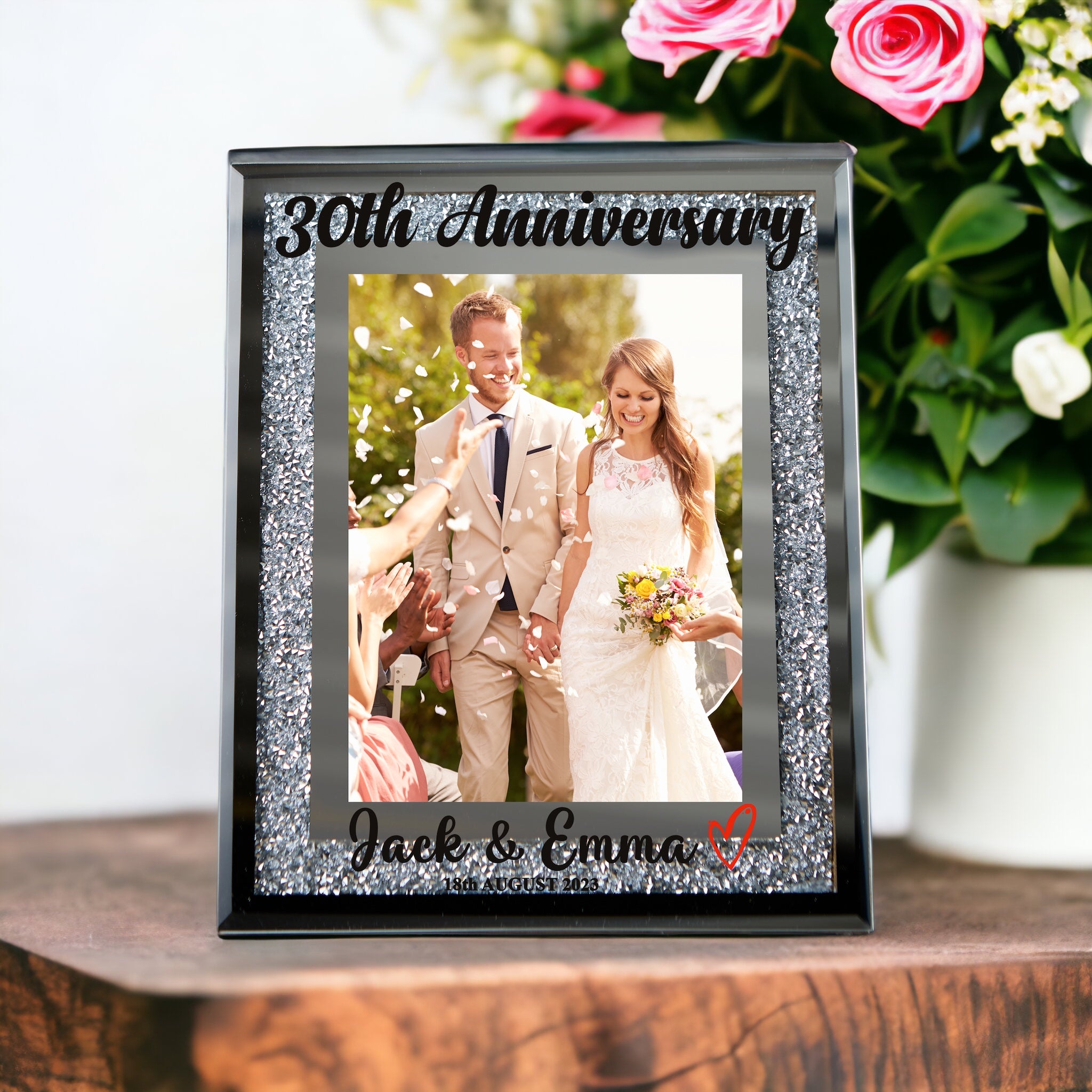 Personalised 30th Anniversary Crushed Crystals Photo Frame 5 x 7 Inch ...