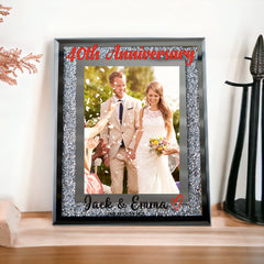 Personalised 40th Anniversary Crushed Crystals Photo Frame 5 x 7 Inch