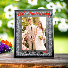 Personalised 40th Anniversary Crushed Crystals Photo Frame 5 x 7 Inch