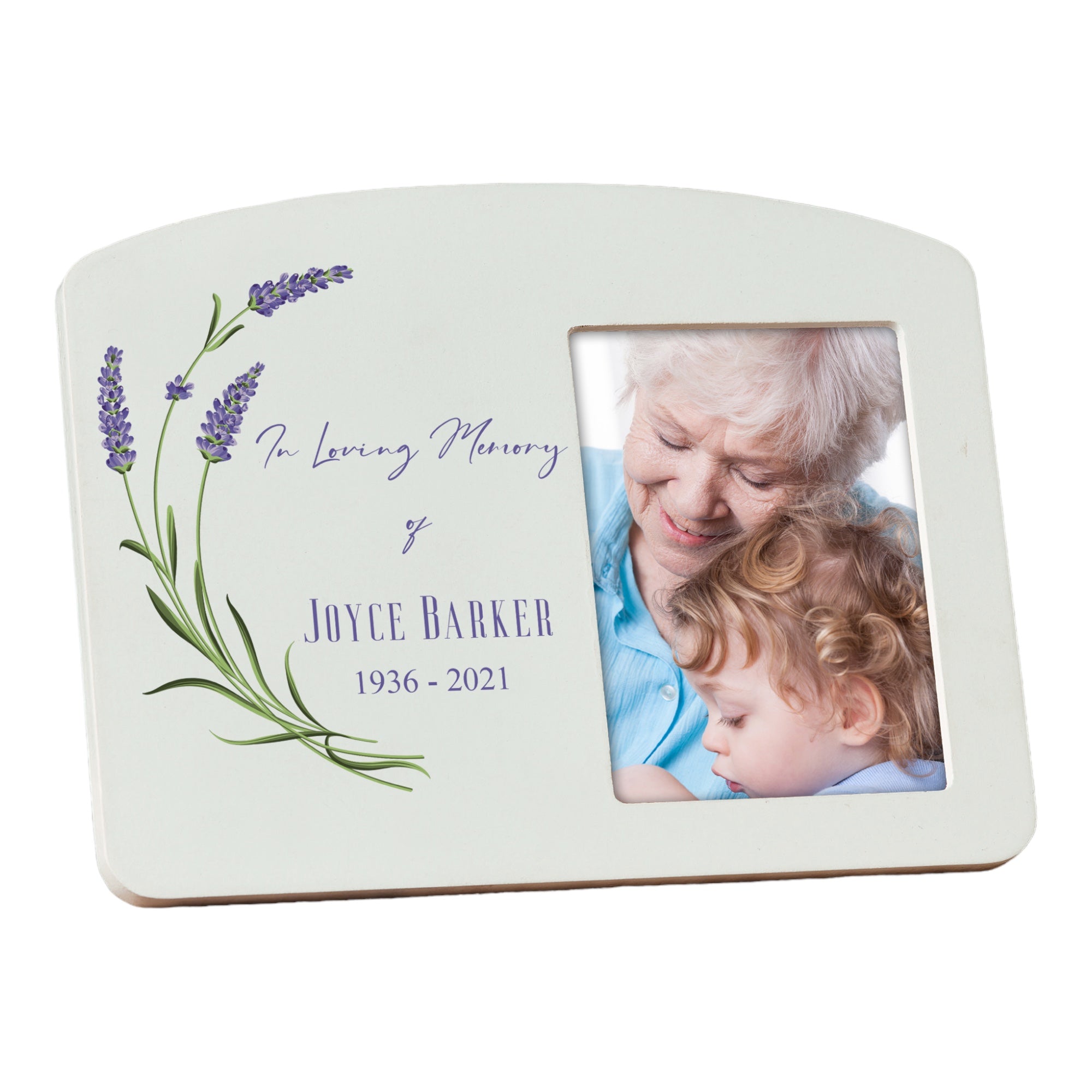 Personalised Memorial Remembrance Photo Frame With Lavenders