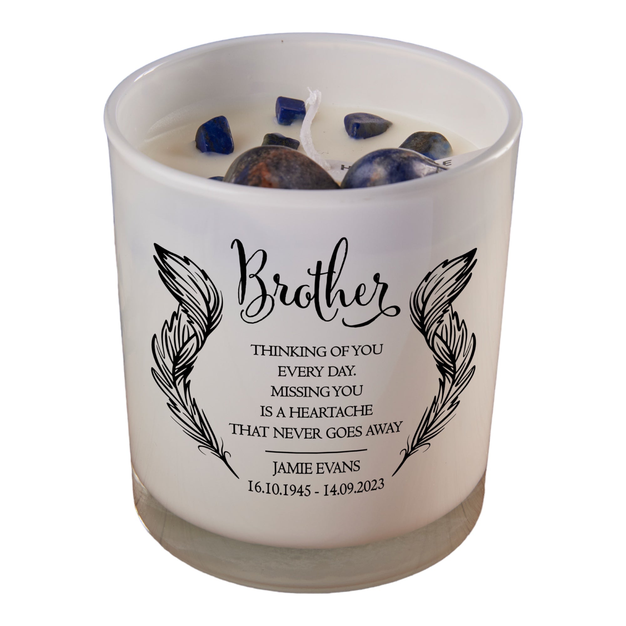 Beautiful Embellished Brother Memorial Remembrance Personalised Candle Gift