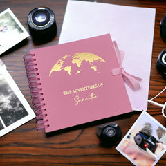 Personalised Pink  Adventures Holiday Love Scrapbook Photo Album