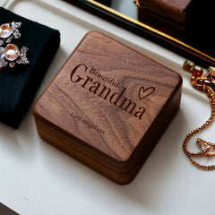 Personalised Grandma Jewellery Box Gift Luxury Walnut Wood  Engraved
