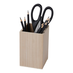 Wholesale Pack of 4 - Plain Wood Pen / Pencil / Make-up Brush Pot or Holder