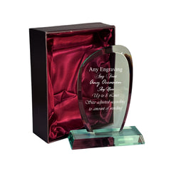 Large 20cm Curved Jade Glass Personalised Trophy Engraved