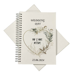 Large A4 Wedding Album Scrapbook Guest Book Boxed Silver Green Leaf Heart