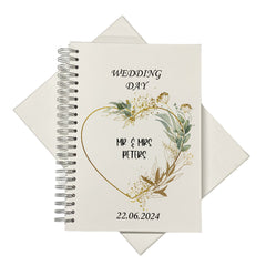 Large A4 Wedding Album Scrapbook Guest Book Boxed Gold Green Leaf Heart