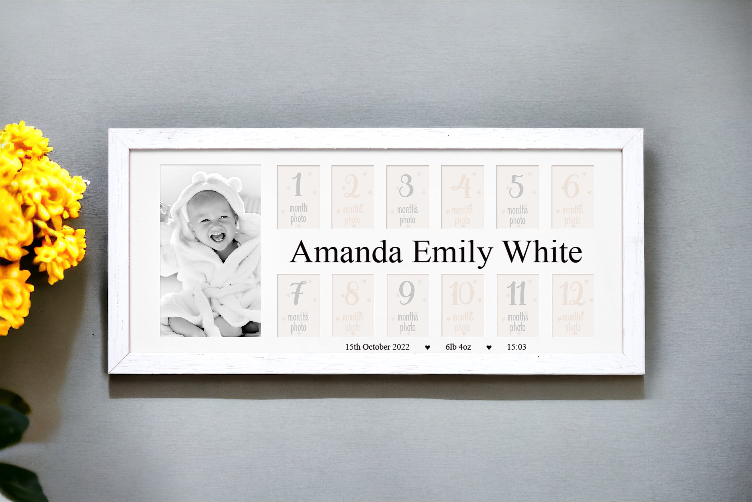 Personalised Baby My First Year Photo Frame 12 Months Birth Details