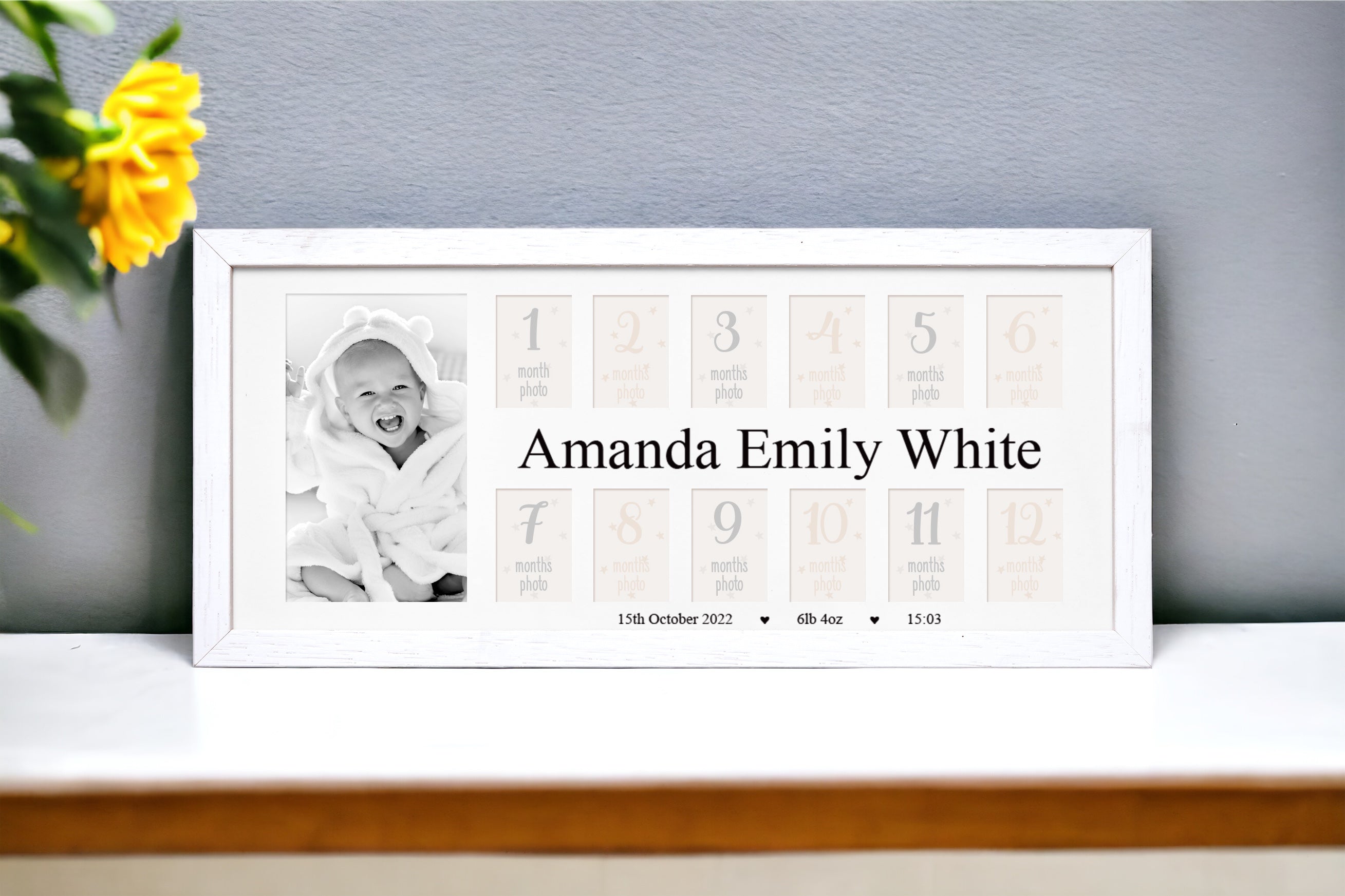 Personalised Baby My First Year Photo Frame 12 Months Birth Details