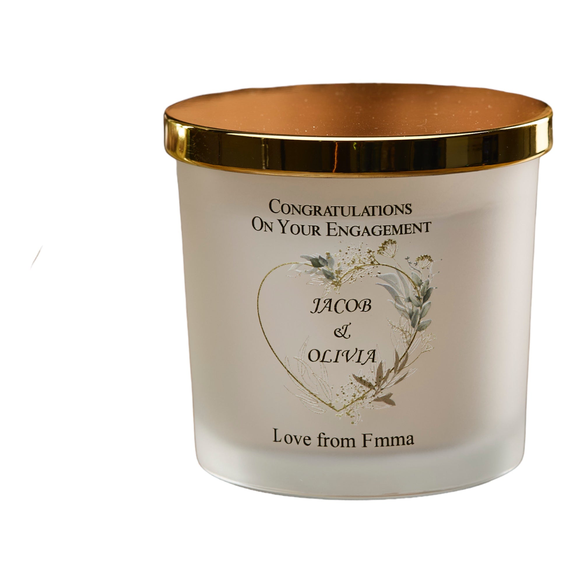 Personalised Large Double Wick Engagement Candle Gift With Silver Leaf