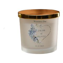 Personalised Large Double Wick Wedding Candle Gift With Tropical Heart
