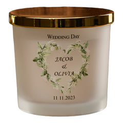 Personalised Large Double Wick Wedding Candle Gift With Floral Heart