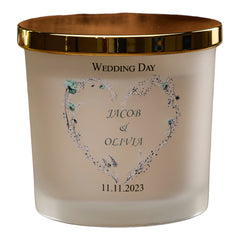 Personalised Large Double Wick Wedding Candle Gift With Dusty Blue Heart