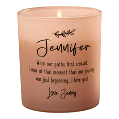 Beautiful Pink Personalised Love Sentiment Jar Candle Gift For Her