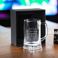 Personalised Engraved Glass Beer Stein with Any Message for Any Occasion