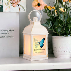 Personalised In Loving Memory Butterfly Lantern Light Gift