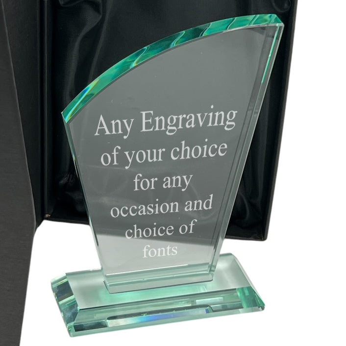 Jade Glass Personalised 15cm Award Trophy Any Engraving or Occasion Tapered Design