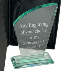 Jade Glass Personalised 15cm Award Trophy Any Engraving or Occasion Tapered Design