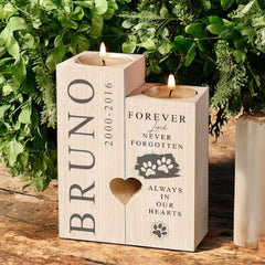 Personalised Forever Loved Dog Memorial Tea Light Candle Holder