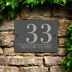 Personalised Rustic slate house sign farmhouse plaque door number