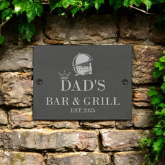 Personalised Bar Grill Barbecue Slate Plaque/Sign - 20x15cm - Garden, Outdoor sign Any Name or Title