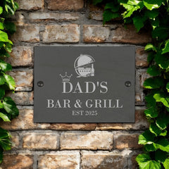 Personalised Bar Grill Barbecue Slate Plaque/Sign - 20x15cm - Garden, Outdoor sign Any Name or Title