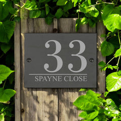 Personalised Rustic slate house sign farmhouse plaque door number