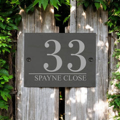 Personalised Rustic slate house sign farmhouse plaque door number